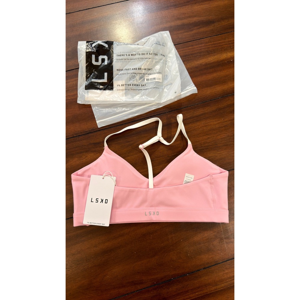 LSKD Infinity Sports Bra Pink Rose Low Support V-Neck Womens Medium NEW NWT - Picture 3 of 16